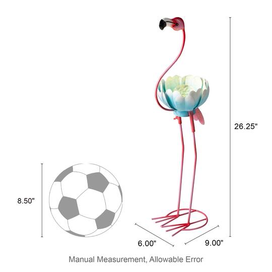 Glitzhome® 26.25" Metal Solar Standing Flamingo Garden Statue